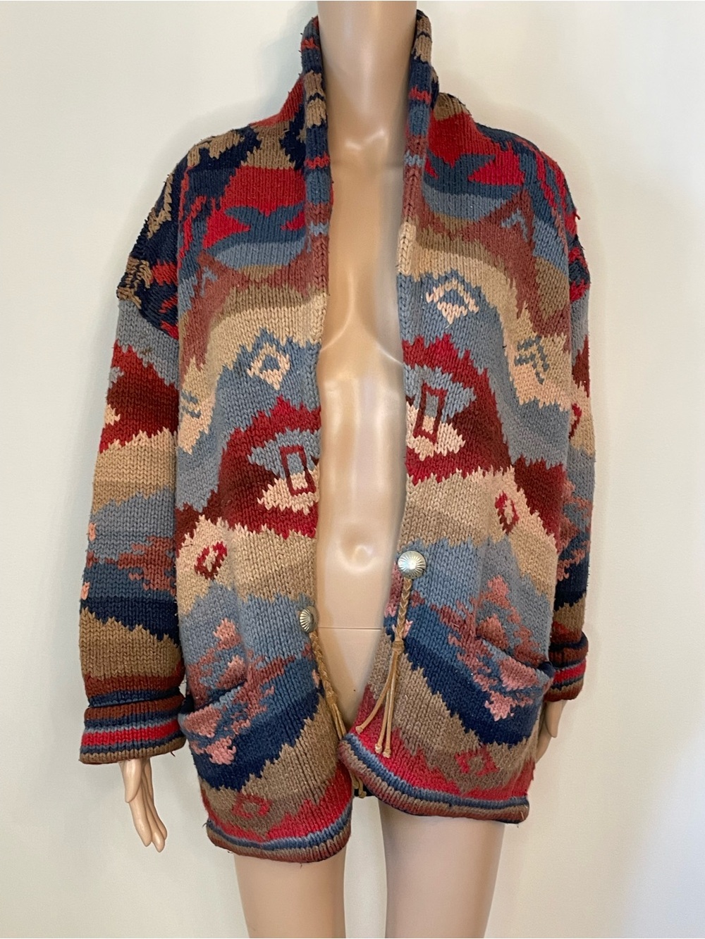 Vintage Ralph Lauren Multicolor Southwestern Shawl Collar Cardigan - Picture 10 of 14